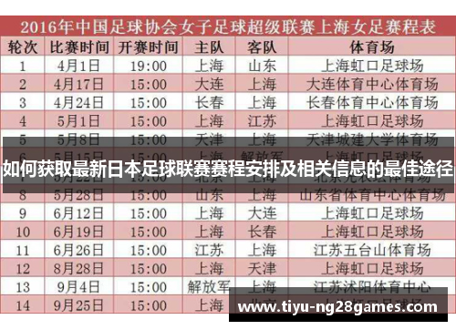 如何获取最新日本足球联赛赛程安排及相关信息的最佳途径